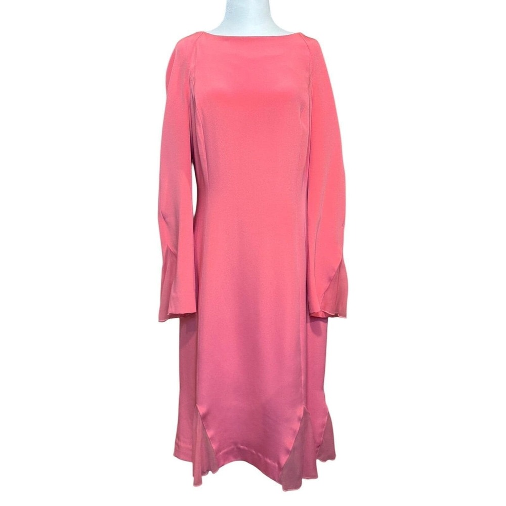 Garyk Lee Women's Coral Dress Midi Bell‎ Sleeve Party Dress Vintage Pink SZ 12
